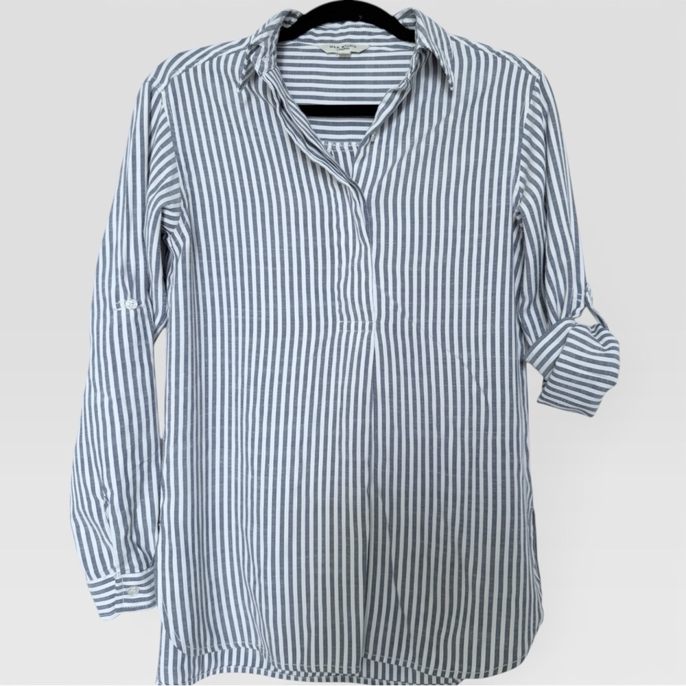 Max Studio Oversized Striped Button-Up Tunic – In… - image 1